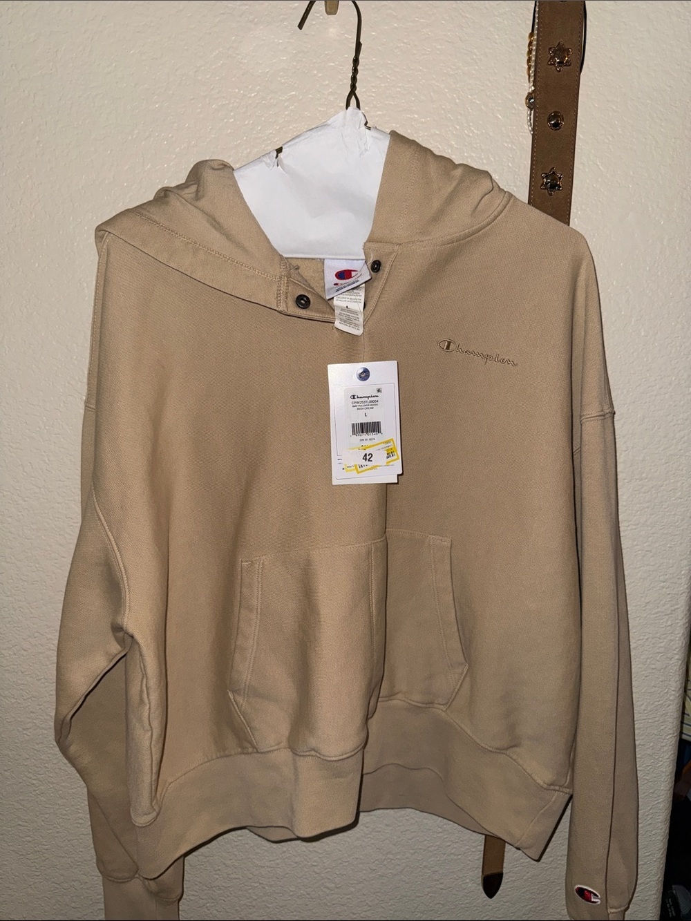 Champion Tan Crewneck Hoodie